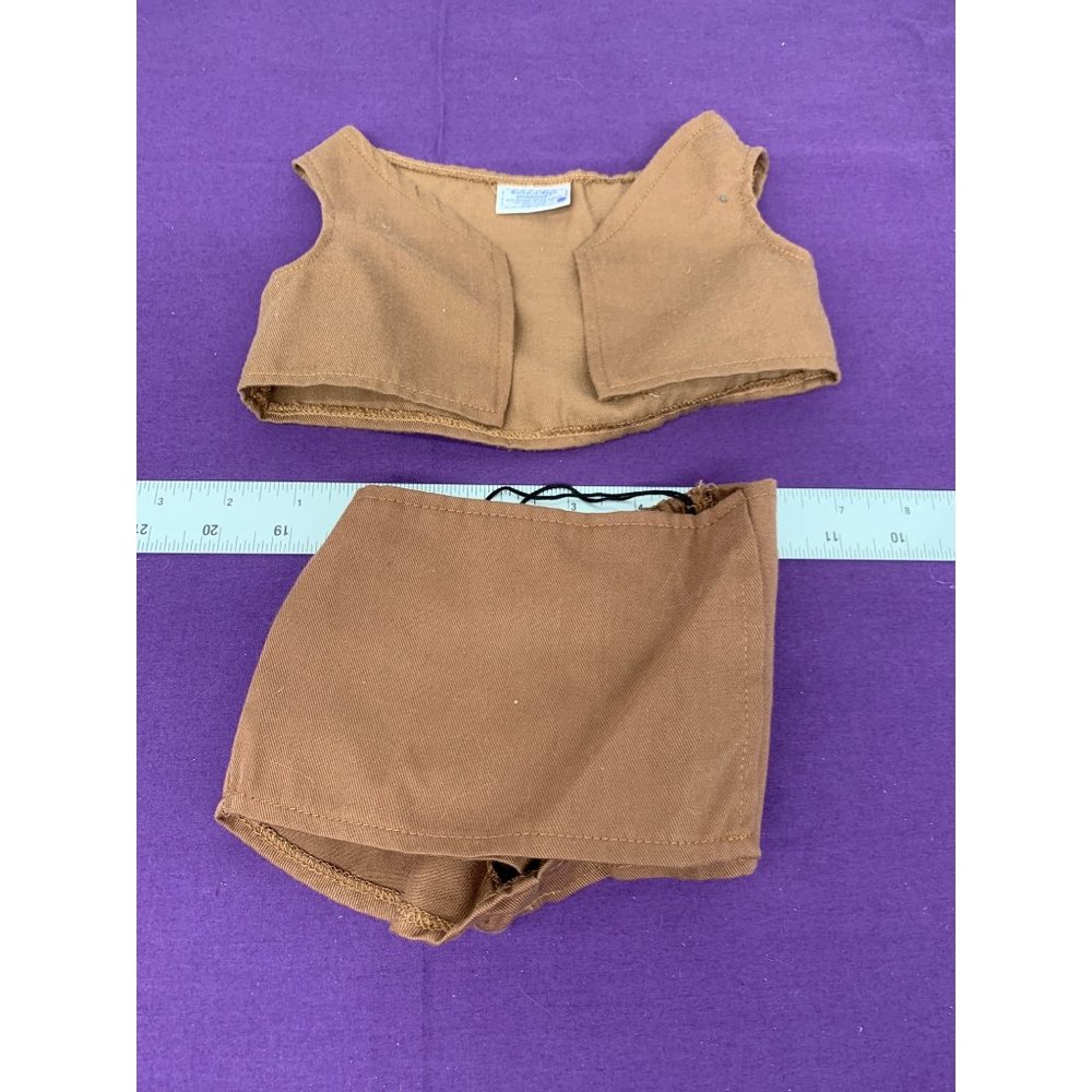 BAB Build-A-Bear Workshop Brown Brownie Outfit Vest Flap Skort Doll Clothes